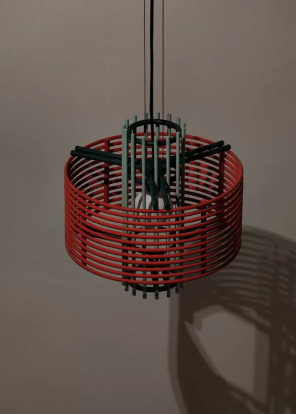 Made By Hand Deckenleuchten-AGO Pendelleuchte Nova, Korallenrot – Mintgrün