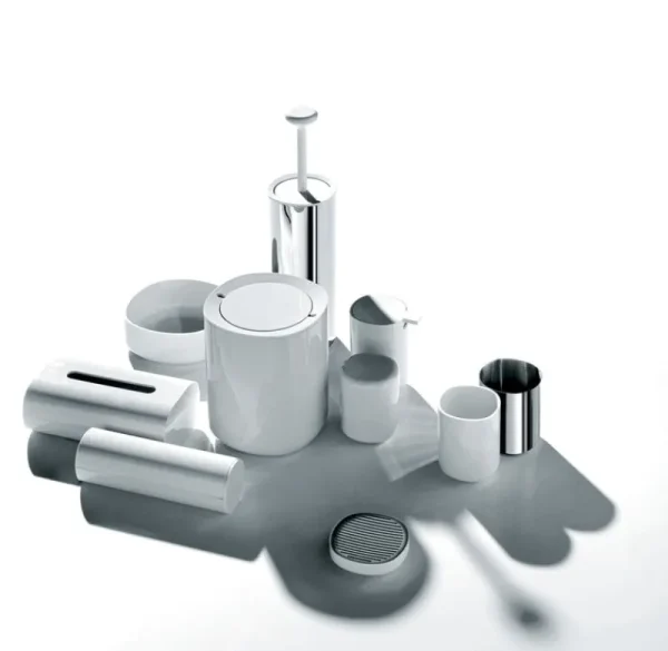 Alessi Badezimmeraccessoires^Birillo Toilettenbürste, weiß - spiegelglanzpolierter Edelstahl