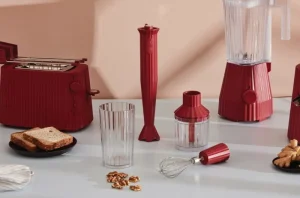 Alessi Haushaltsgeräte^Elektrischer Plissé Wasserkocher, 1 L, Rot