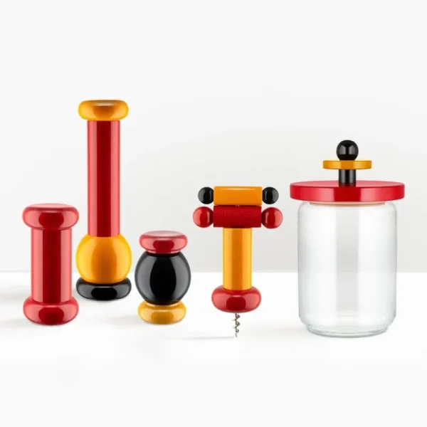 Alessi Küchenutensilien^Gewürzmühle Twergi MP0210, schwarz-rot-gelb