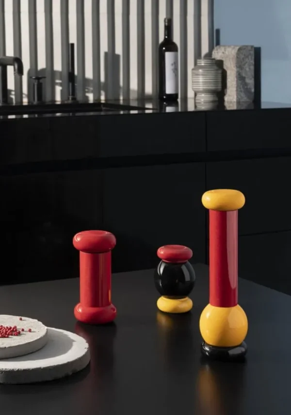 Alessi Küchenutensilien^Gewürzmühle Twergi MP0210, schwarz-rot-gelb