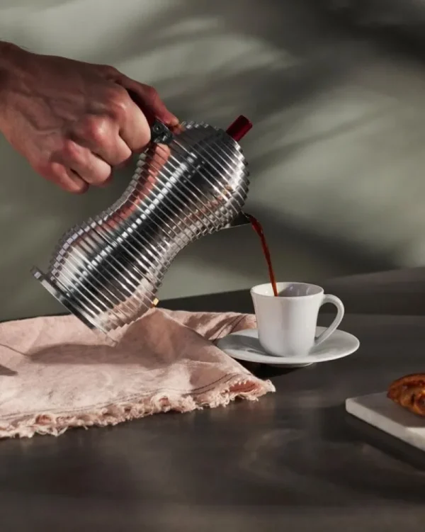 Alessi Karaffen Und Krüge^Pulcina Espressokocher für Induktion, 3 Tassen, Aluminium – Rot