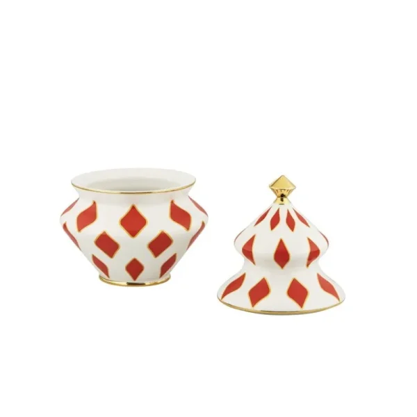 Alessi Weihnachtsdekoration^Zuckerdose, 15,5 x 22 cm, weiß - rot - gold