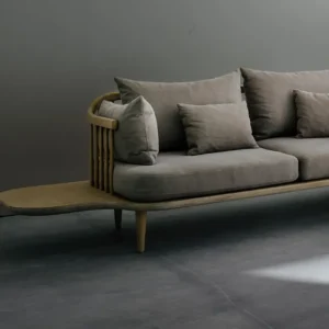 Muuto Sofas Und Liegen-&Tradition Fly SC3 Sofa mit Seitentischen, weiß geölte Eiche/Hot Madison 09