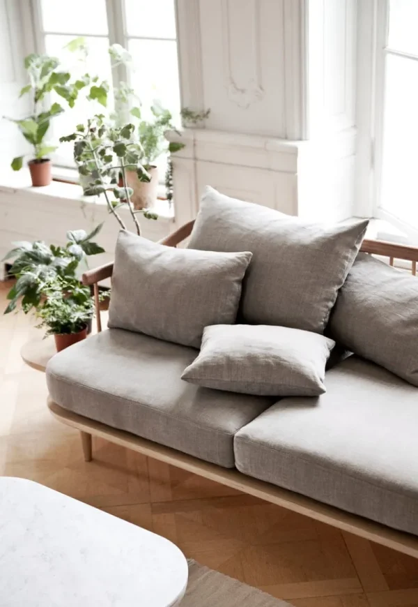 Muuto Sofas Und Liegen-&Tradition Fly SC3 Sofa mit Seitentischen, weiß geölte Eiche/Hot Madison 09