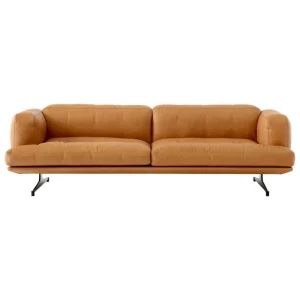 Massproductions Sofas Und Liegen-&Tradition Inland AV23 3-Sitzer-Sofa, schwarz - cognacbraunes Noble-Leder