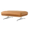 &Tradition Sitzgelegenheiten-&Tradition Pouf Inland AV32, Aluminium poliert – cognacfarbenes edles Leder