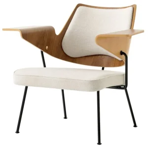 Muuto Sitzgelegenheiten-&Tradition RFH RD8 Loungesessel, Walnuss- und Buchenfurnier - beige