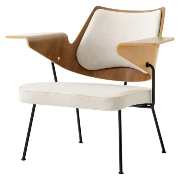 Muuto Sitzgelegenheiten-&Tradition RFH RD8 Loungesessel, Walnuss- und Buchenfurnier - beige