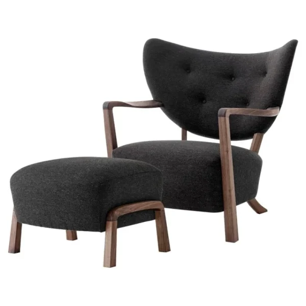 Ornu00e4s Sitzgelegenheiten-&Tradition Wulff ATD2 Loungesessel und ATD3 Pouf, Hallingdal 376, Walnuss