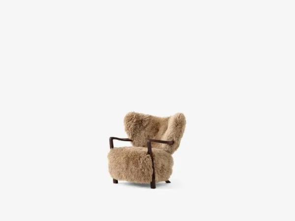 Knoll Sitzgelegenheiten-&Tradition Wulff ATD2 Sessel und Pouf, Honig Schaffell 50 mm - Nussbaum