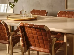 Artek Sitzgelegenheiten-Aalto Armchair 45, Birke - cognacfarbenes gestepptes Leder