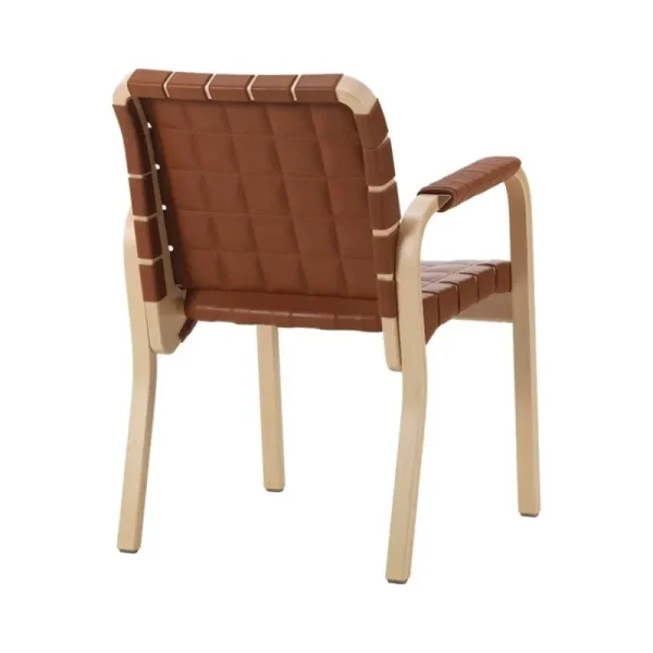 Artek Sitzgelegenheiten-Aalto Armchair 45, Birke - cognacfarbenes gestepptes Leder