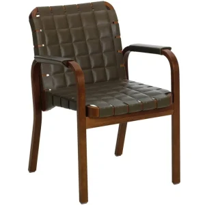 Artek Sitzgelegenheiten-Aalto Armchair 45, Nussbaum - olivgrünes Steppleder