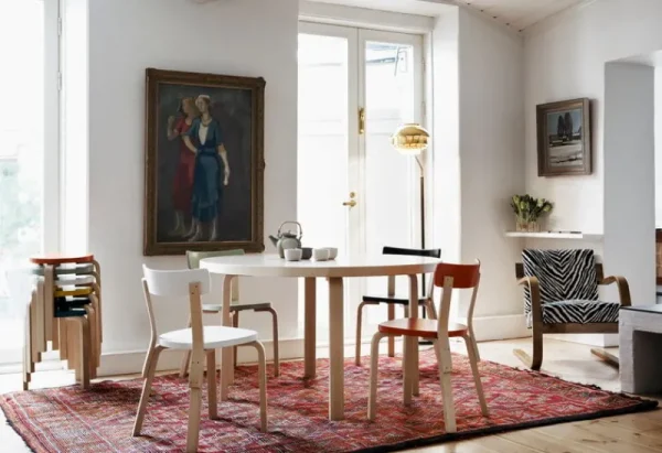&Tradition Sitzgelegenheiten-Artek Aalto Hocker 60, blau/Birke
