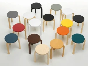 &Tradition Sitzgelegenheiten-Artek Aalto Hocker 60, blau/Birke