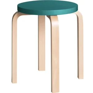 Artek Sitzgelegenheiten-Aalto Hocker E60, petrol/Birke