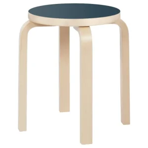 Nine Sitzgelegenheiten-Artek Aalto Hocker E60, rauchblaues Linoleum - Birke