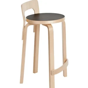 Artek Sitzgelegenheiten-Aalto K65 Hochstuhl, schwarzes Linoleum