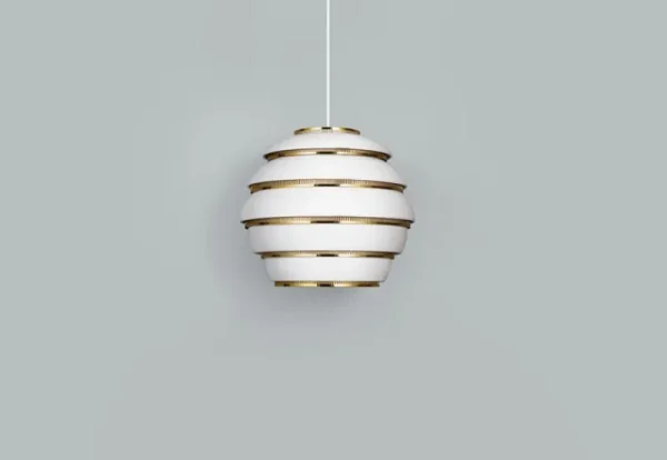 Artek Deckenleuchten-Aalto Pendelleuchte A331 „Beehive“, weiß/ Messing