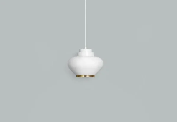 Artek Deckenleuchten-Aalto Pendelleuchte A333 "Turnip", weiß/Messing