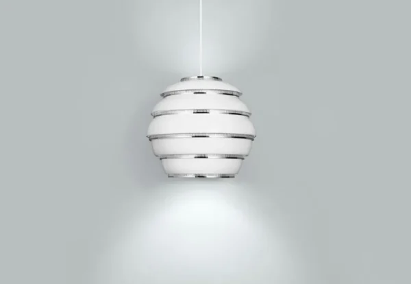 LYFA Deckenleuchten-Artek Aalto Pendelleuchte A331 „Beehive“, weiß/Chrom
