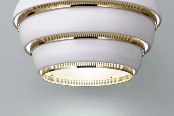 Artek Deckenleuchten-Aalto Pendelleuchte A331 „Beehive“, weiß/ Messing