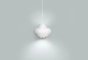 Artek Deckenleuchten-Aalto Pendelleuchte A333 "Turnip", weiß/Messing