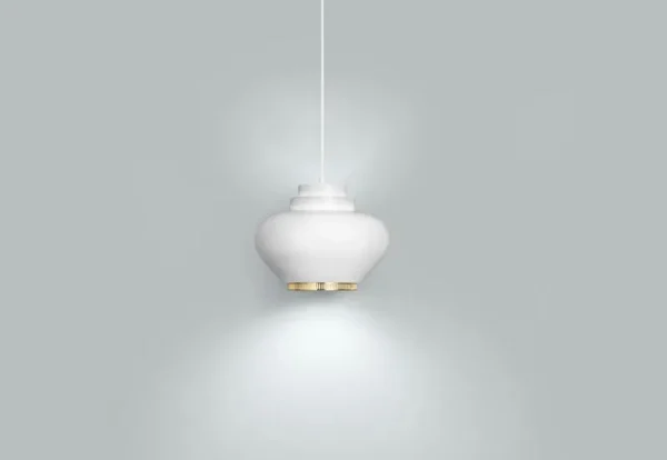 Artek Deckenleuchten-Aalto Pendelleuchte A333 "Turnip", weiß/Messing