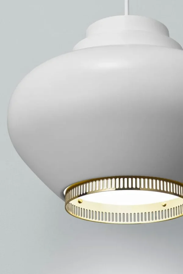 Artek Deckenleuchten-Aalto Pendelleuchte A333 "Turnip", weiß/Messing