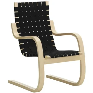 Vitra Sitzgelegenheiten-Artek Aalto Sessel 406, Birke - schwarzes Gewebe