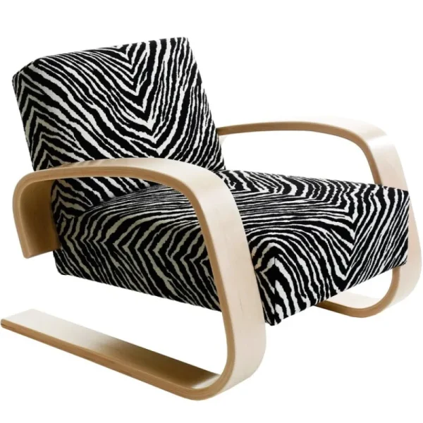 HAY Sitzgelegenheiten-Artek Aalto Sessel 400 „Tank“, Birke - Zebra