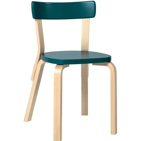Vitra Sitzgelegenheiten-Artek Aalto Stuhl 69, Birke – Petrol