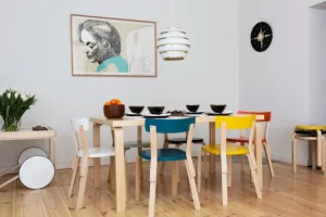 Vitra Sitzgelegenheiten-Artek Aalto Stuhl 69, Birke – Petrol