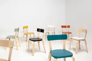 Vitra Sitzgelegenheiten-Artek Aalto Stuhl 69, Birke – Petrol