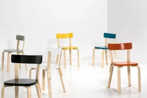 Vitra Sitzgelegenheiten-Artek Aalto Stuhl 69, Birke – Petrol