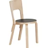 TON Sitzgelegenheiten-Artek Aalto Stuhl 66, schwarzes Linoleum