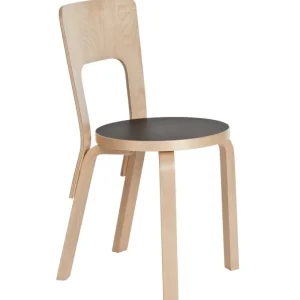 TON Sitzgelegenheiten-Artek Aalto Stuhl 66, schwarzes Linoleum