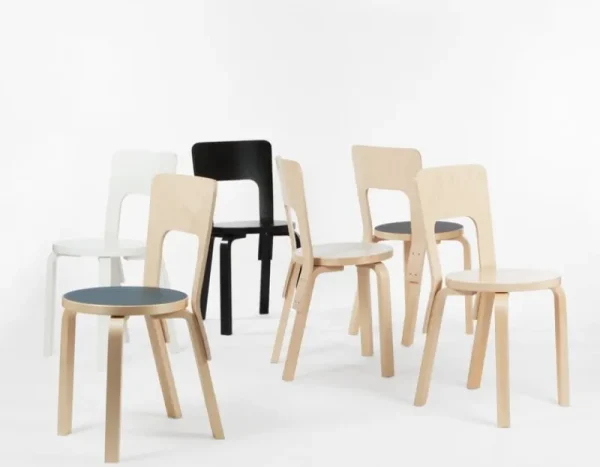 Muuto Sitzgelegenheiten-Artek Aalto Stuhl 66, weißes Laminat