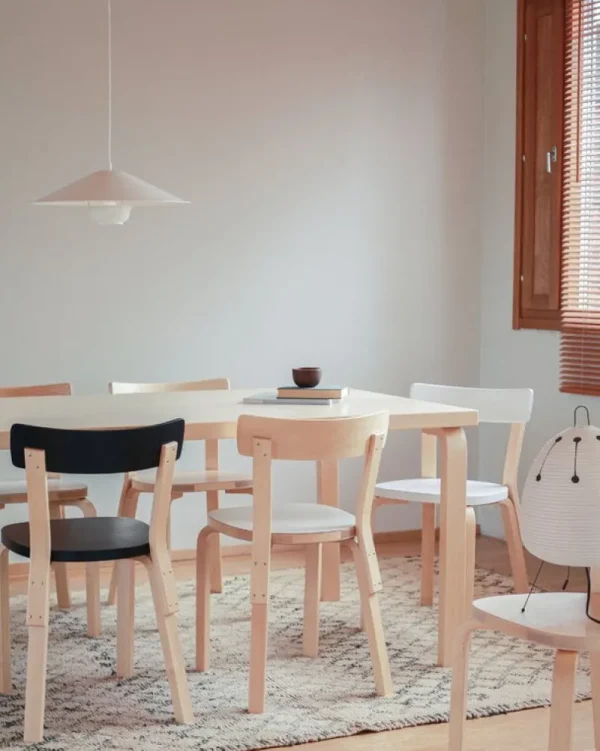 Artek Sitzgelegenheiten-Aalto Stuhl 69, weißes Laminat