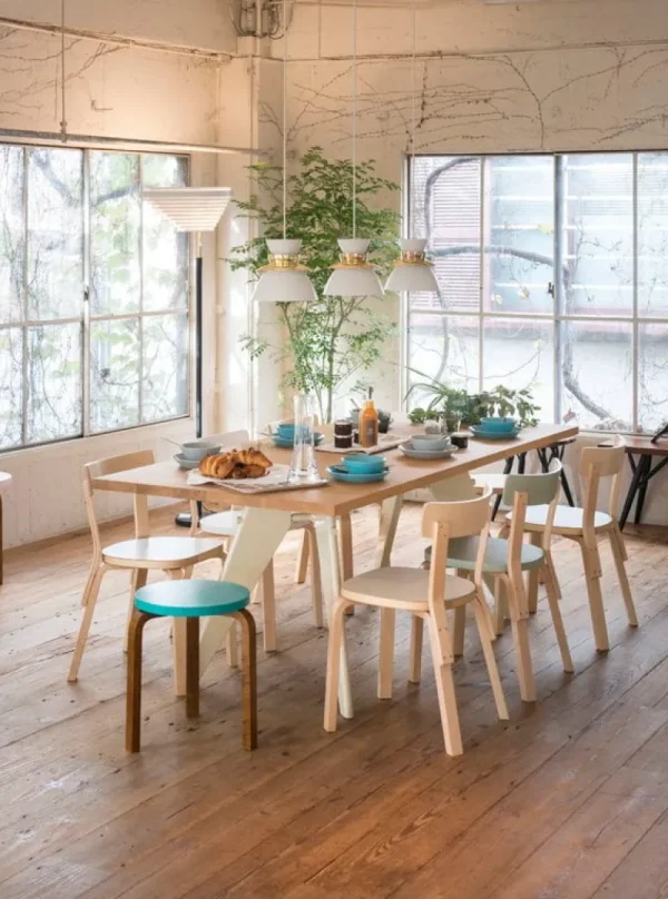 Artek Sitzgelegenheiten-Aalto Stuhl 69, weißes Laminat
