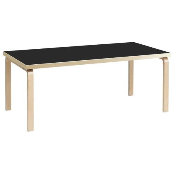 OX Denmarq Tische-Artek Aalto Tisch 83, Birke - Linoleum schwarz