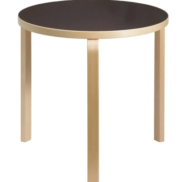 Form & Refine Tische-Artek Aalto Tisch 90B, Birke - Linoleum schwarz