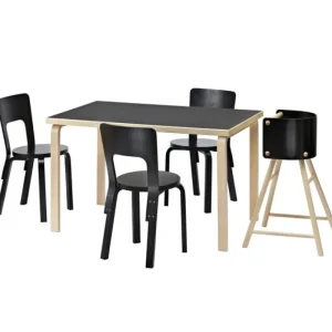 Design House Stockholm Tische-Artek Aalto Tisch 81B, Birke - Linoleum schwarz