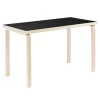 New Works Tische-Artek Aalto Tisch 80B, 60 x 100 cm, Birke - schwarzes Linoleum