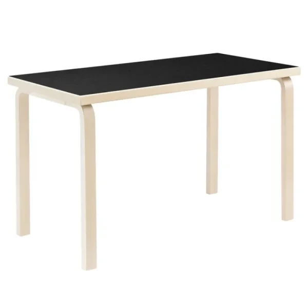 New Works Tische-Artek Aalto Tisch 80B, 60 x 100 cm, Birke - schwarzes Linoleum