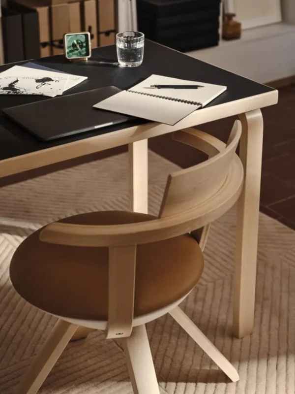 New Works Tische-Artek Aalto Tisch 80B, 60 x 100 cm, Birke - schwarzes Linoleum