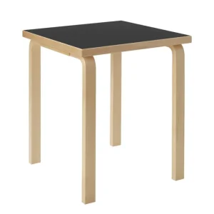 &Tradition Tische-Artek Aalto Tisch 80C, 60 x 60 cm, Birke - schwarzes Linoleum