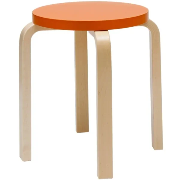 Massproductions Sitzgelegenheiten-Artek Hocker Aalto E60, orange – Birke