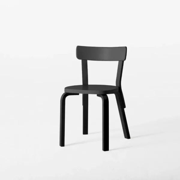 HAY Sitzgelegenheiten-Artek Stuhl Aalto 69, durchgehend schwarz